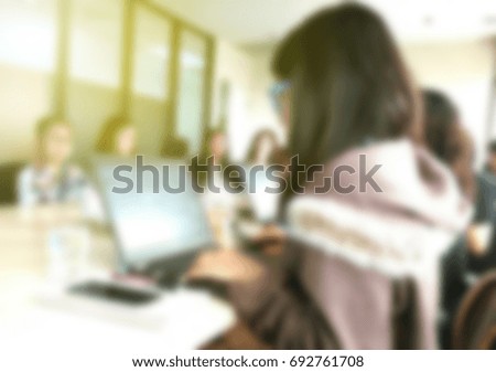 Blurred of business meeting and brainstorm in meeting room to find solution of project