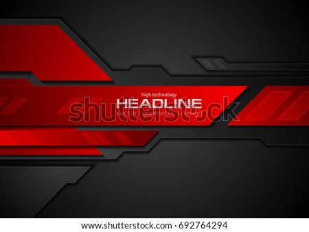 Red and black contrast abstract technology background. Vector corporate design