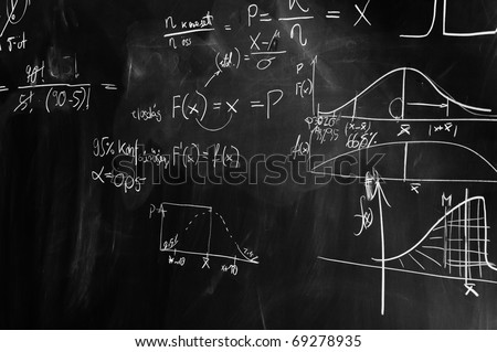 black and white picture of a chalkboard with formulas