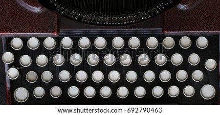 Detail of the old classical typewriter machine with blank keyboard - editable