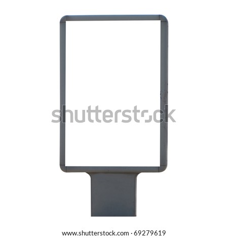 Vertical blank billboard isolated on white background