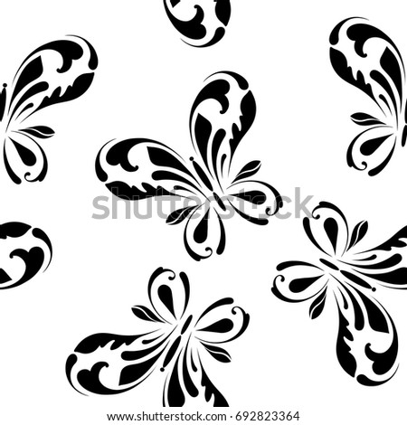 Floral butterflies pattern. Seamless texture for design fabric, paper, wrappers and wallpaper.
