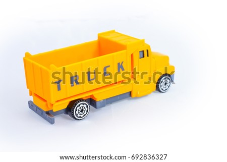 Toy truck concrete mixer vehicle machine cement mixer industrial doing construction on whit background
