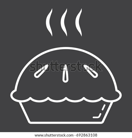 Hot pie line icon, food and drink, bakery sign vector graphics, a linear pattern on a black background, eps 10.