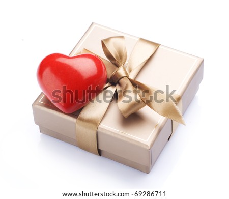 Valentine Gift and Heart over white