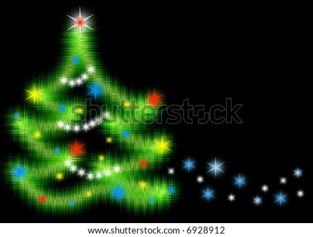 Christmas tree . starry background