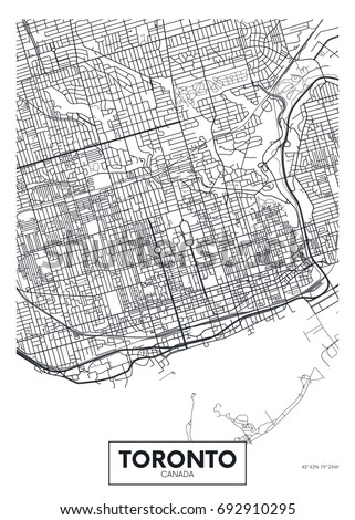 Detailed vector poster city map Toronto Royalty-Free Stock Photo #692910295