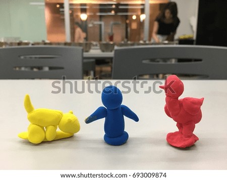 Funny characters made from paste as activity for children
