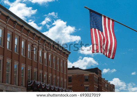 American flag on a building in Chicago
