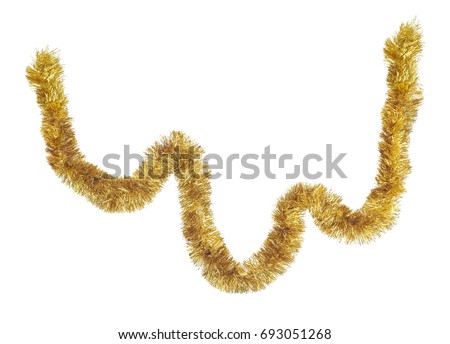 Large Christmas golden garland. Isolated against white background. Royalty-Free Stock Photo #693051268
