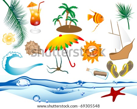 Set of summer and beach icons