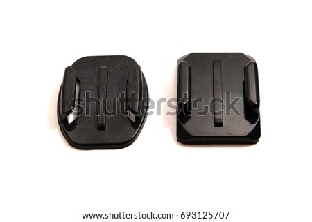 Hold the action camera for outdoor use or a helmet. on white background