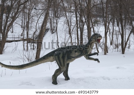 Dinosaur in snow