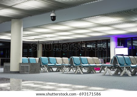 Airport terminal at night