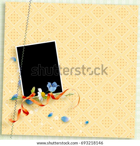Decorative frame for photo in scrapbook style. Summer and flowers theme