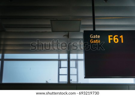 Airport Boarding gate entrance sign / display