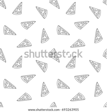 Seamless pattern with pizza.  A seamless food texture. 