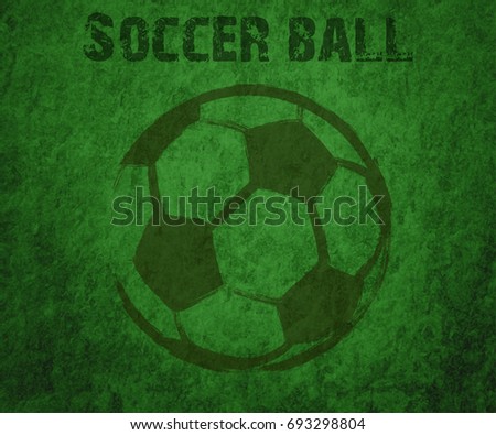 Abstract soccer ball drawn on a green background. Grunge style. Vector illustration
