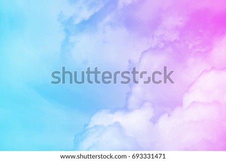 Colorful sky pink blue and soft clouds for background and postcard.Abstract and pastel color.
