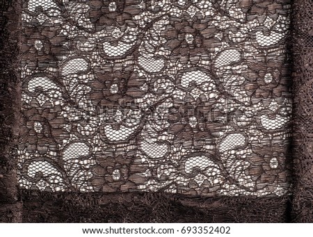 12 September 2015. Nabeorezhnye Chelny Tatarstan Russia fabric, texture, background, lace. Lace fabric brown