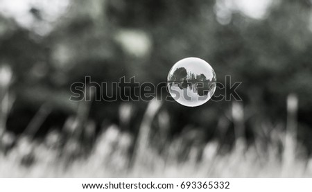 the bubble with blurred backgrounds in black/white