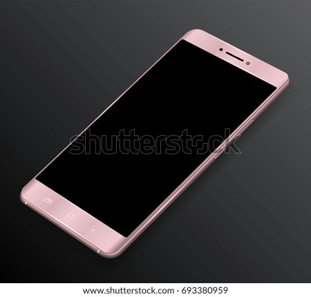 Realistic smartphones mockups pink on dark background. Stock vector illustration for printing, web element, Game demo and application mockup. 