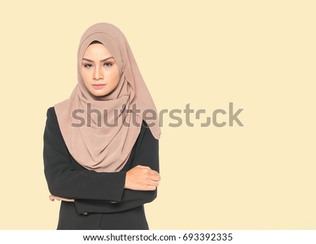 Hijab businesswoman with expression face.