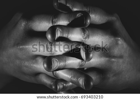 Human form abstract hand pose in blank and white tone 