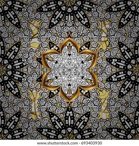 Traditional vector and golden pattern. Classic oriental pattern over background. Damask seamless ornament.