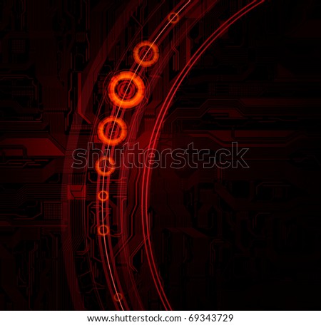 Technology theme vector banner with detailed circuit pattern and space for text. Royalty-Free Stock Photo #69343729