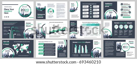 City Background Business Company Presentation with Infographics. Corporate Design Media Layout, Book Cover, Flyer, Brochure, Annual Report for Advertising and Marketing
 Royalty-Free Stock Photo #693460210