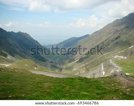 Top view of Mountain road - Transfagarasan. Romanian mountains.           