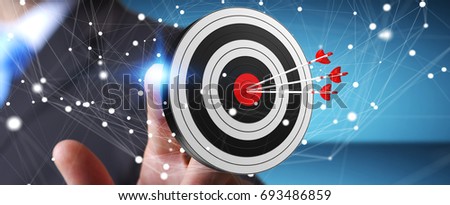 Businessman on blurred background using 3D rendering target