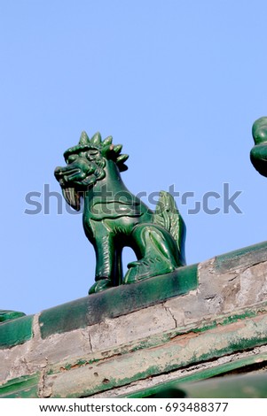 Carve on the roof of  Chinese traditional architecture
