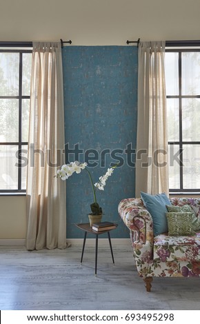 interior decoration with sofa concept behind wall paper
