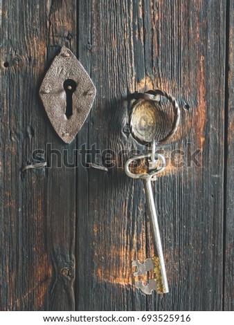Vintage key hole and a key