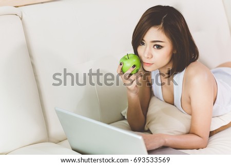 woman use laptop computer notebook