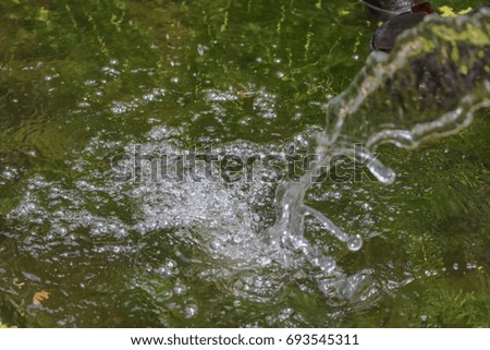 The bubbles caused by the impact of the water drop.