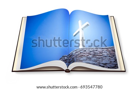 3D render of an opened photobook with christian cross - I'm the copyright owner of the images used in this 3D render.