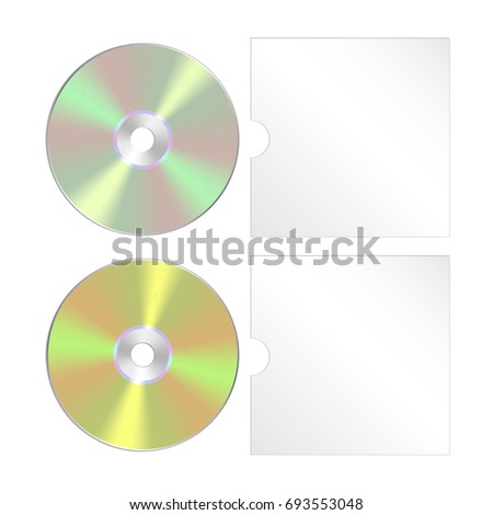 Cd, dvd isolated realistic icon. Compact disk template with cover.