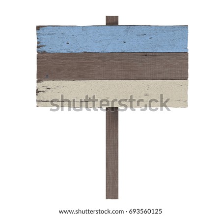 wooden sign on white background.