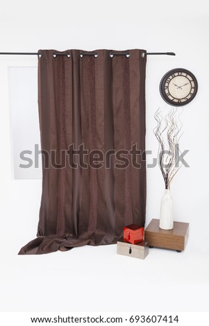 Curtain on window with home decoration. Interior simulation.