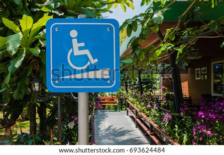 White and blue Handicap symbol car parking of disabled ,Special Parking places for disable.