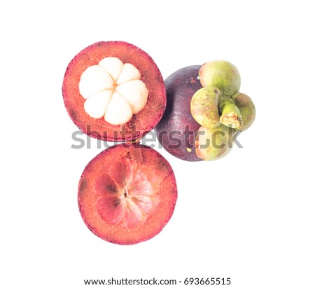 Closeup of Mangosteen isolated on the white background.