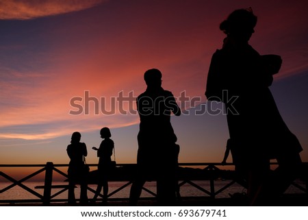 Silhouette of group of people during sunset