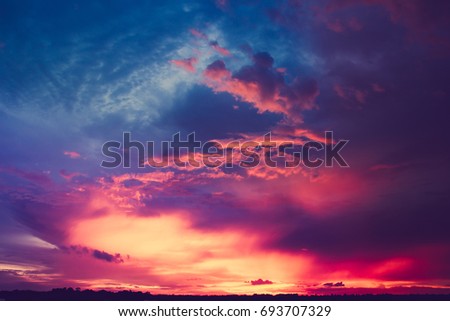 beauty vivid sky.colorful clouds of various shades on sunrise sky.