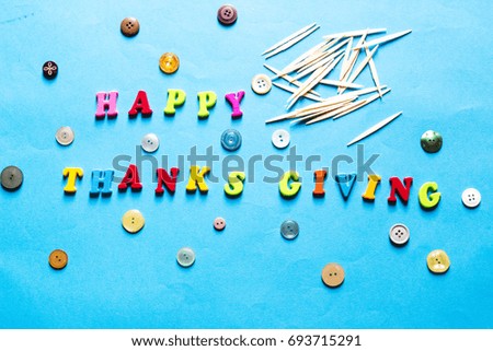 happy thanks giving colorful letters toothpick
