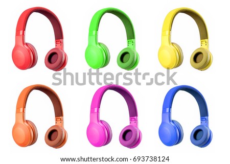 colorful headphone isolate on white background. Royalty-Free Stock Photo #693738124
