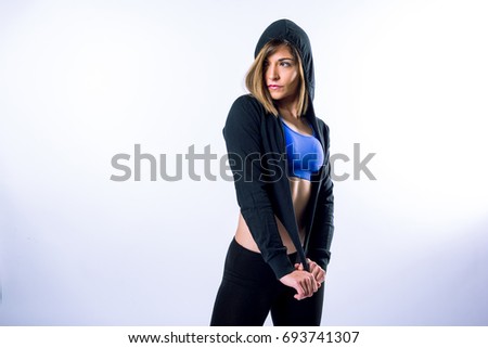 Fitness woman on white background