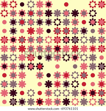 Seamless floral pattern with colored elements, vector abstract background